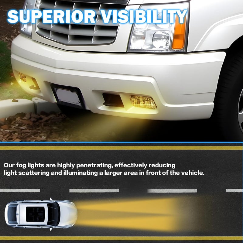 BOXLIGHT Fog Lights Assembly Compatible with 2002 2003 2004 2005 2006 Cadillac Escalade/Escalade EXT/Escalade ESV with 880 12V 27W Halogen Bulbs Driving Fog Lamps (Clear Lens) - Image 2